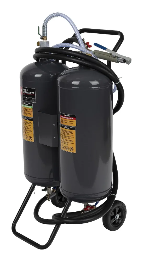 PELA 497943 Dubbelbläster sand och soda, 26 liter, med tillbehör