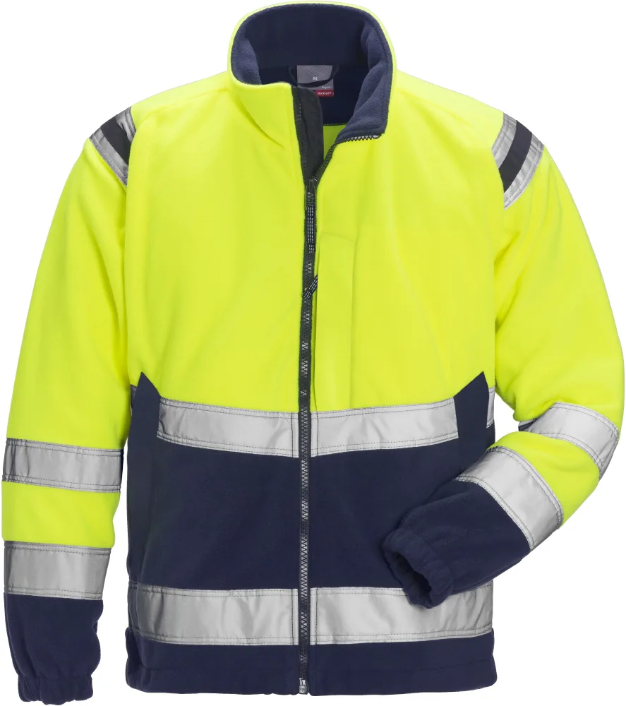 Fristads 4041 FE Fleecejacka varselgul/marinblå 2XL