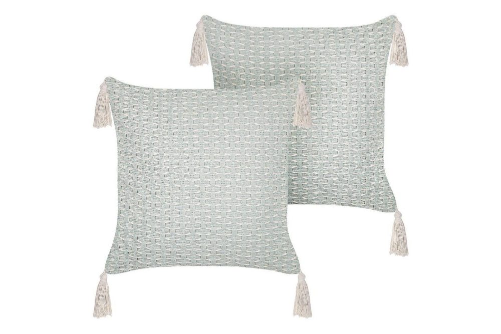 Prydnadskuddar Hakone set om 2 Grön/beige, Fyrkantig