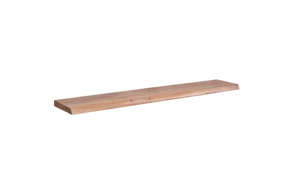 Vägghylla Wohnling träkant, massivt trä, flytande hylla, lantlig stil 140 cm