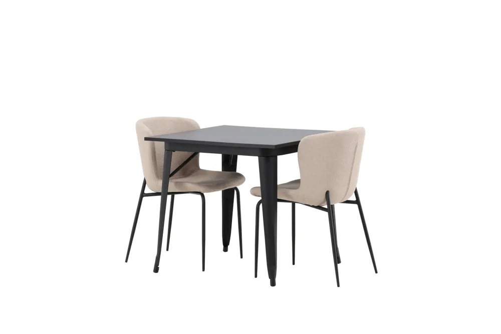 Matgrupp Tudera 80 cm Rektangulär med 2 Habesh stolar