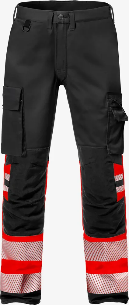Fristads 127731-396 Arbetsbyxa varsel, svart/röd C64
