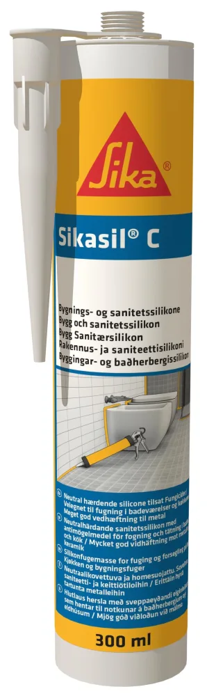 Sika Sil-C Fogmassa 300 ml, sanitetssilikon 300 ml, Antracit