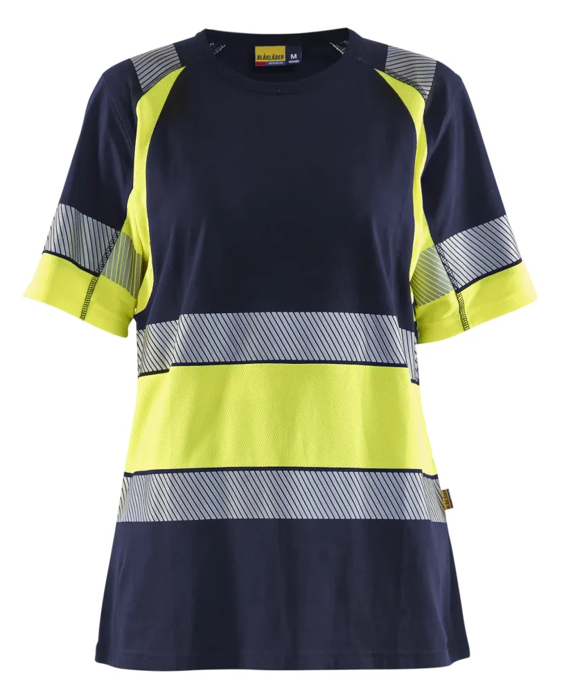 Blåkläder 341010308833M T-shirt varsel, marinblå/gul Marinblå/gul
