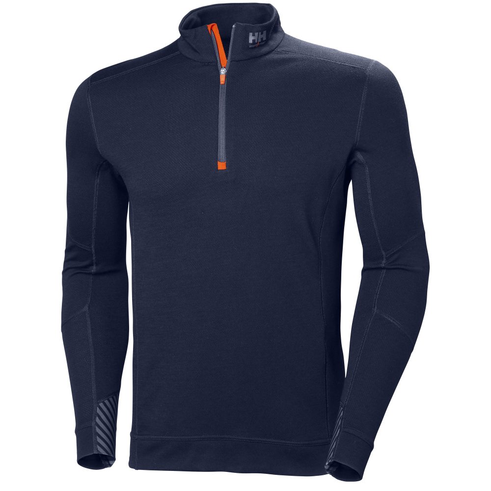 Kjøp Helly Hansen Workwear Undershirt Lifa merino med glidelås, marineblå.