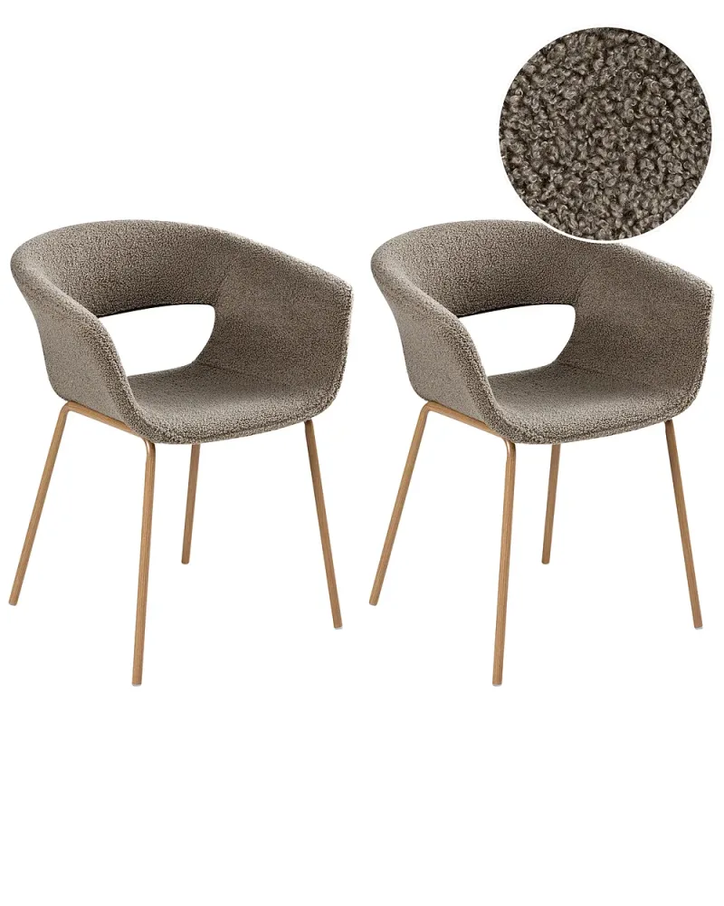 Set med 2 matstolar ELMA Bouclé Taupe