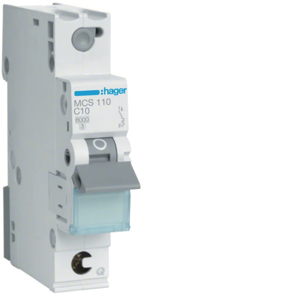 Hager MCS110 Dvärgbrytare 1-pol, 6kA, C-karakteristik 10A - Bild 2