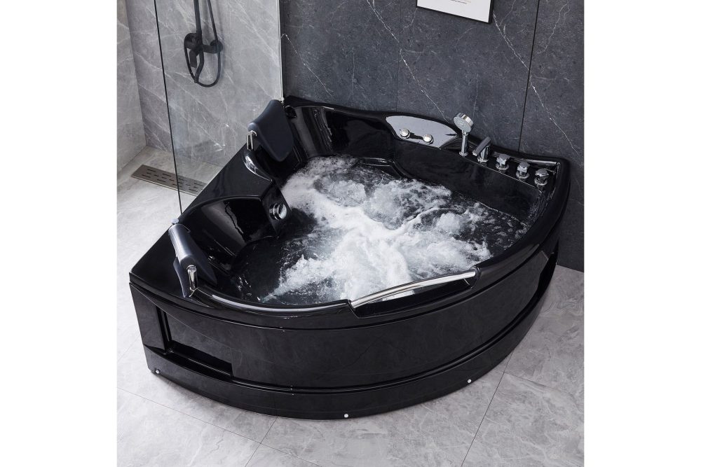 Bubbelbadkar Hörn 150x150cm Svart