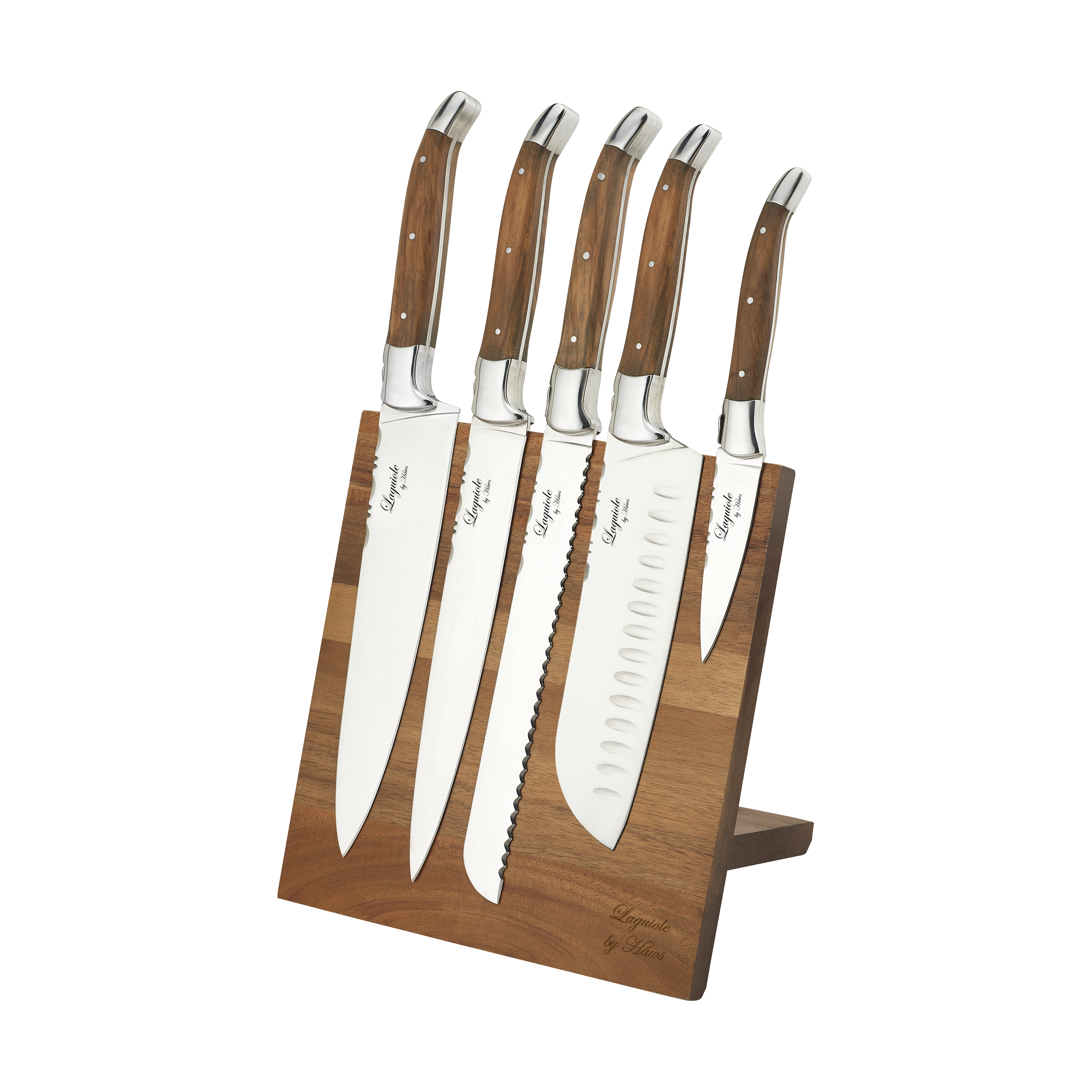 Laguiole By Hâws knivset med block 6-delar, Olive