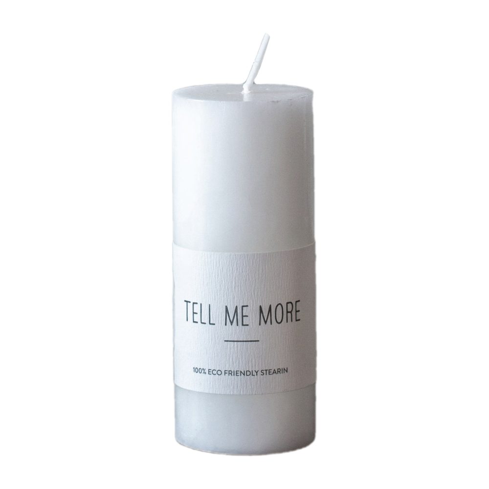 Tell Me More stearinljus S 10 cm, Vit