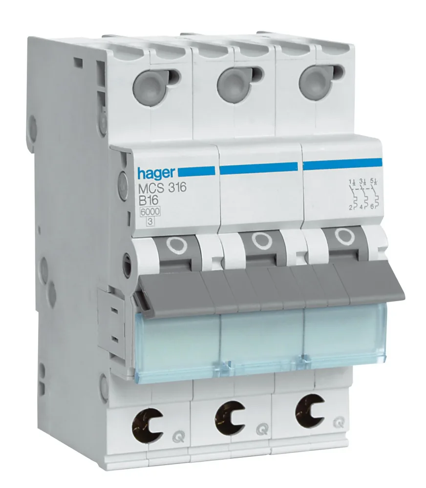 Hager MBS350 Dvärgbrytare 3-pol, 6kA, B-karakteristik 50A