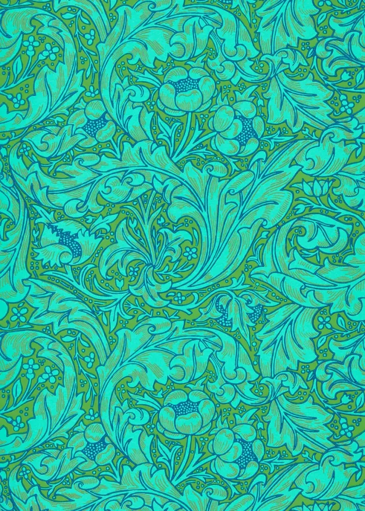 Morris & Co - Bachelors Button Olive/Tu Queen Square Wallpapers