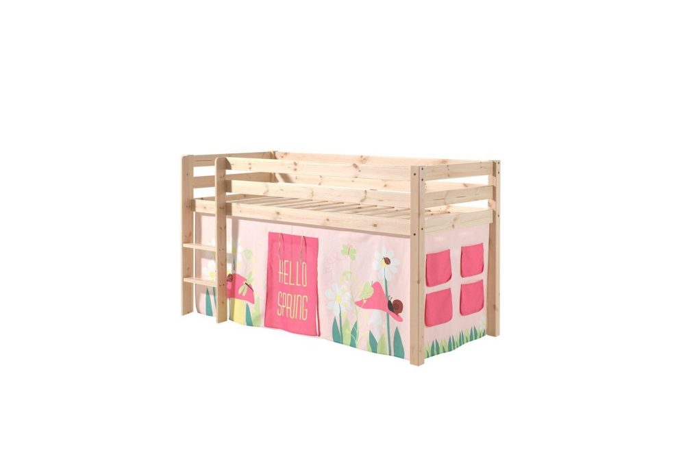 Halvhöjdssäng med gardin Pino Spring Naturlig, Naturlig, Utan rutschkana, Utan tunnel, Utan fickor