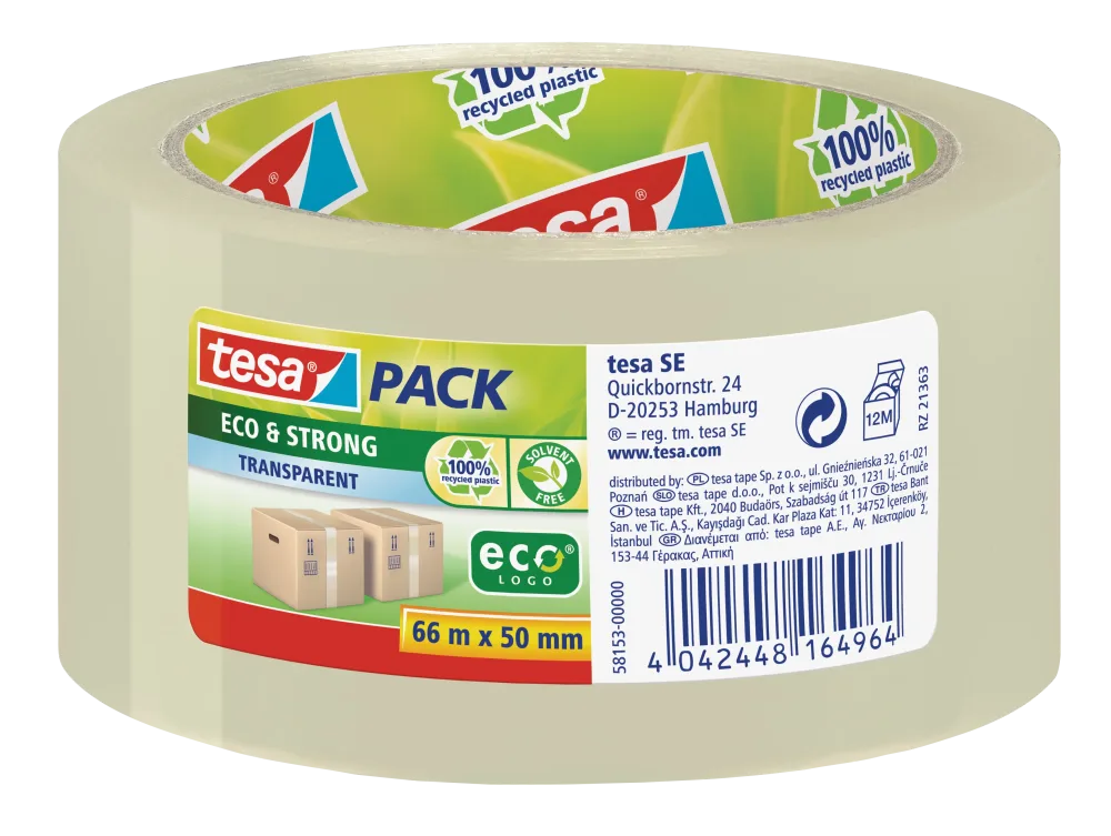 Tesa 58153 Packtejp eco, transparent, 66 m x 50 mm