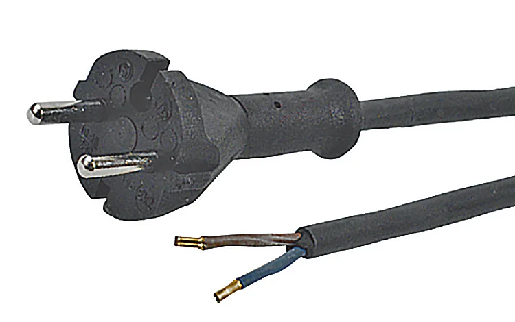 Z 2404581 Sladdställ rak, svart H07RN, F 2X1,5, 2 meter
