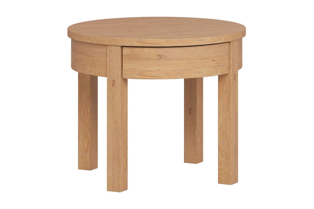 Simple Soffbord 54 cm Runt med Förvaring Lådor Natur