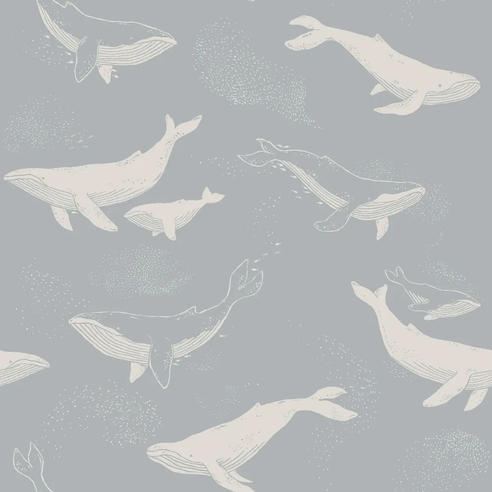 Tapet Newbie Wallpaper II Whales 6942 Blå Barnmönster - Bild 2