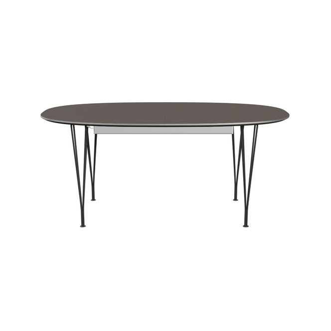 Superellips B620 matbord 170-270x100 cm, Grey laminate-alu-warm graphite