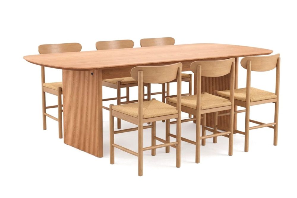 Alma Matgrupp rektangulärt 220 cm Ek med 6 Malte Matstolar