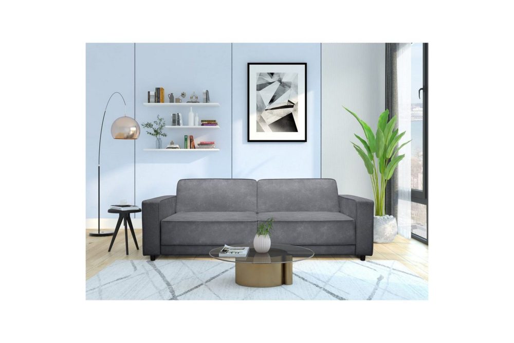Bäddsoffa Allie Antracit, Sammet, 81x225x91 cm