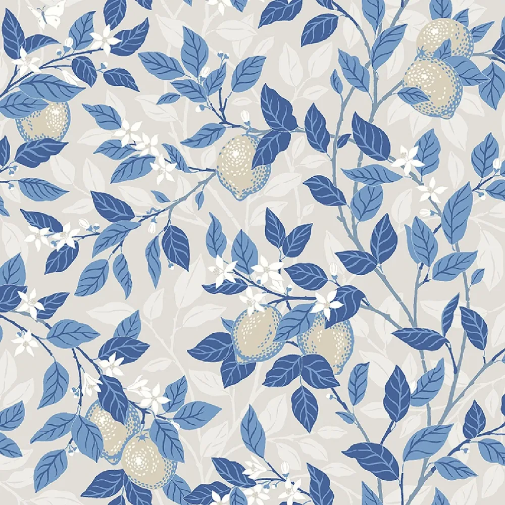 Tapet Blue & White Citronträd 6149 Blå Natur