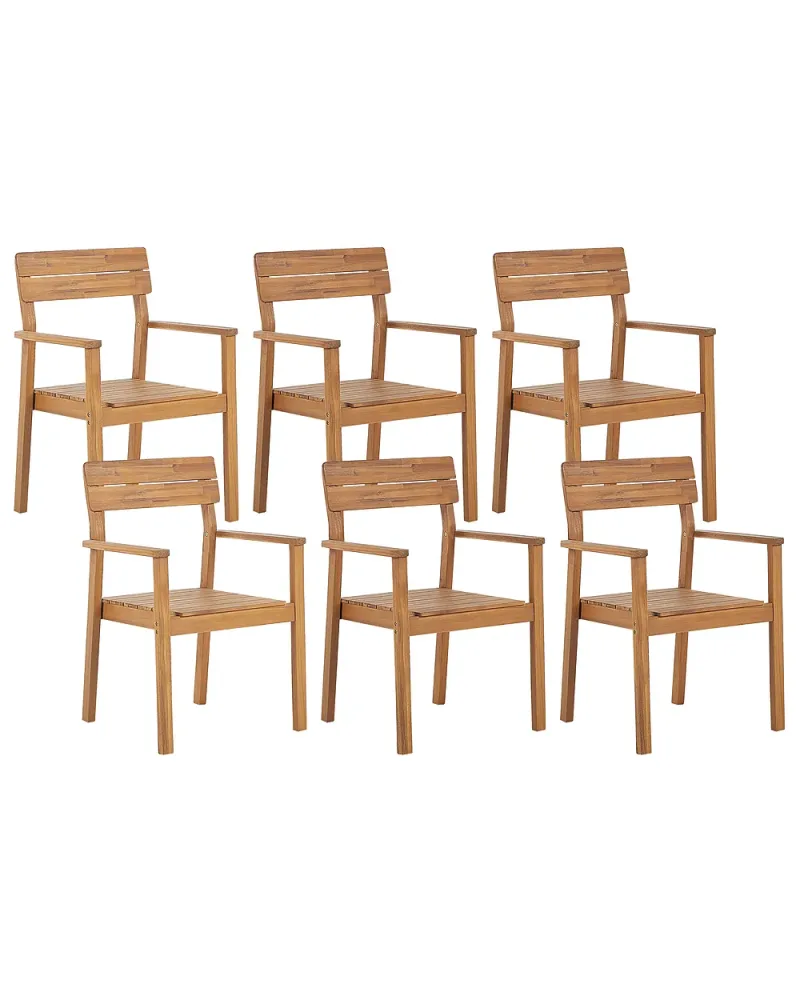 Set med 6 trädgårdsstolar FORNELLI Akaciaträ Brun