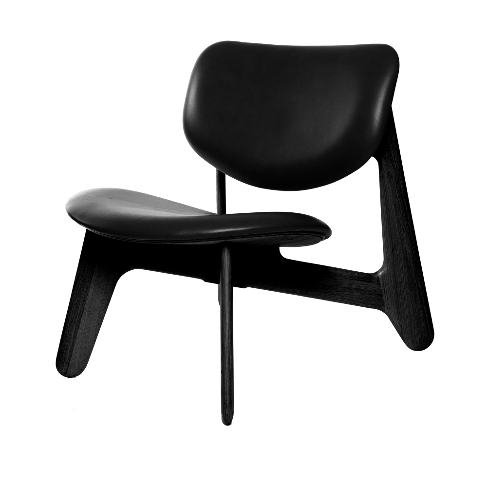 Slab loungestol klädd sits, Black ash-black leather