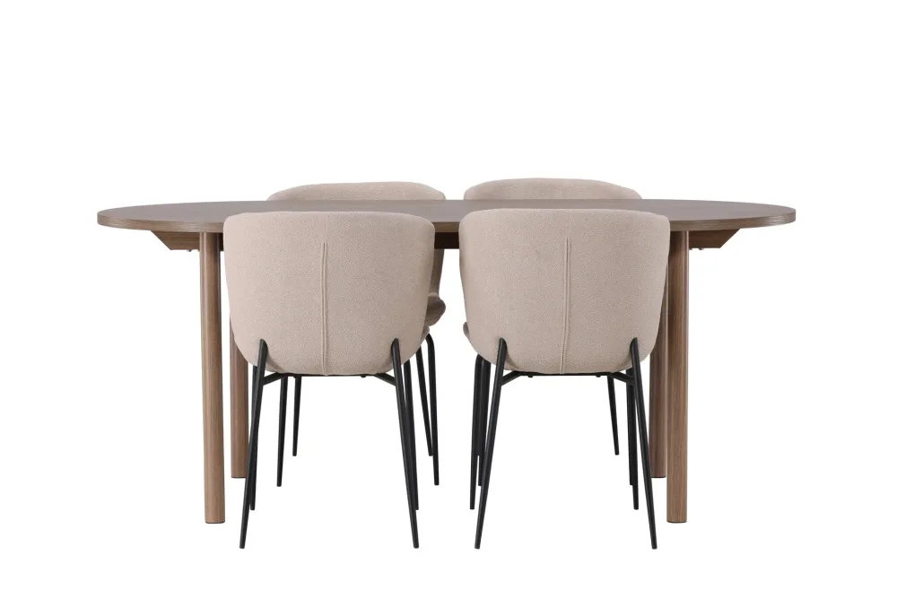 Andy Matgrupp 180 cm Oval med 4 Modesto stolar