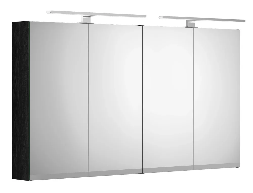 Gustavsberg Artic Spegelskåp svart ek, med LED-belysning, 120 cm
