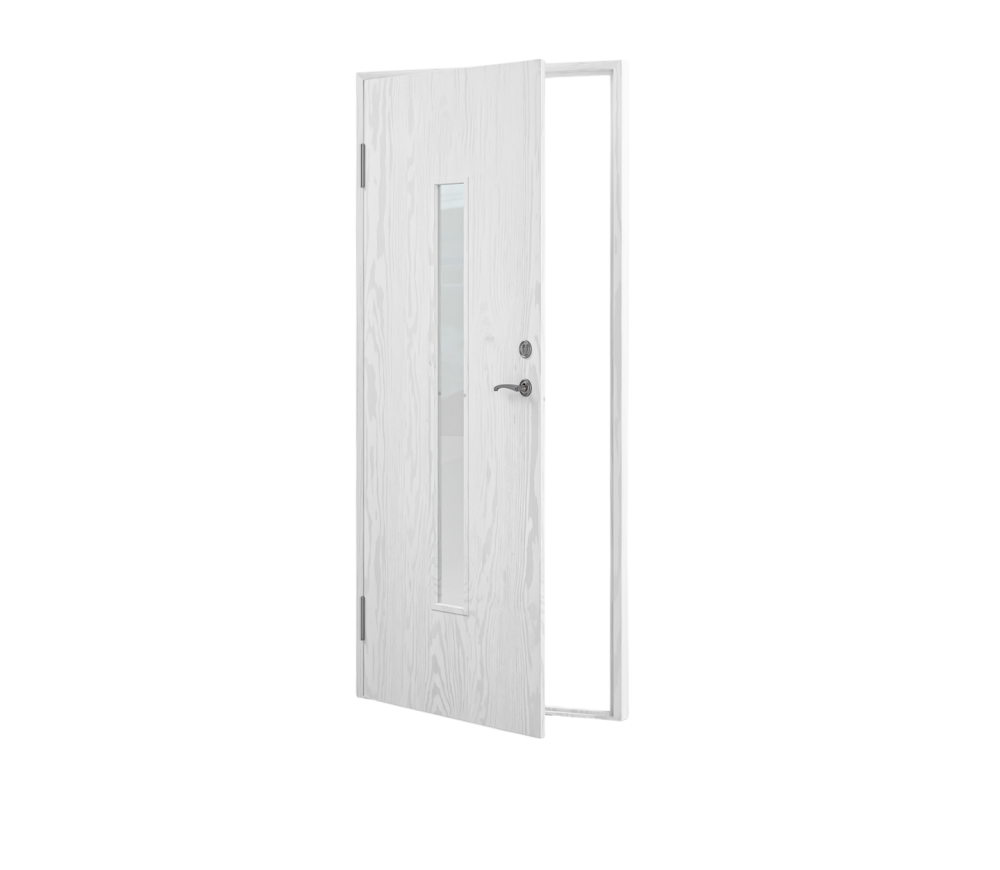VARMFÖRRÅDSDÖRR 90X200 H CELLO AVLÅNGT FÖNSTER GRUNDMÅLAD