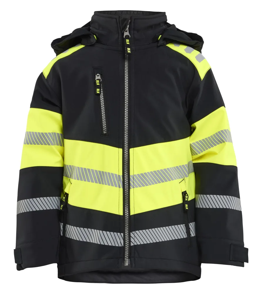 Blåkläder 5211-2513 Softshelljacka svart/gul, för barn 146/152