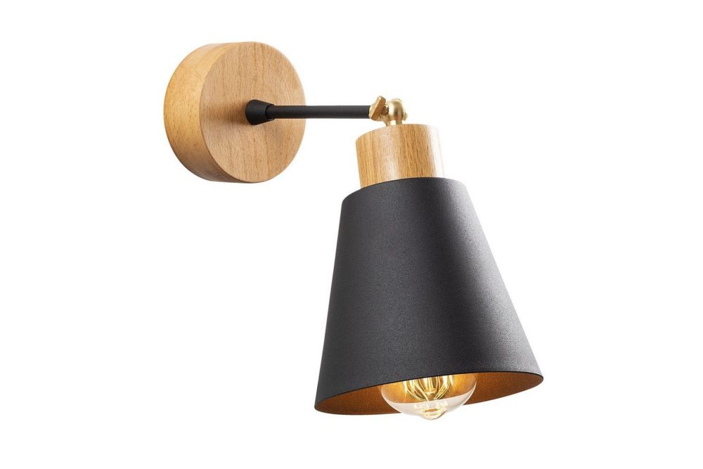Vägglampa Sudalwani Svart / Ek