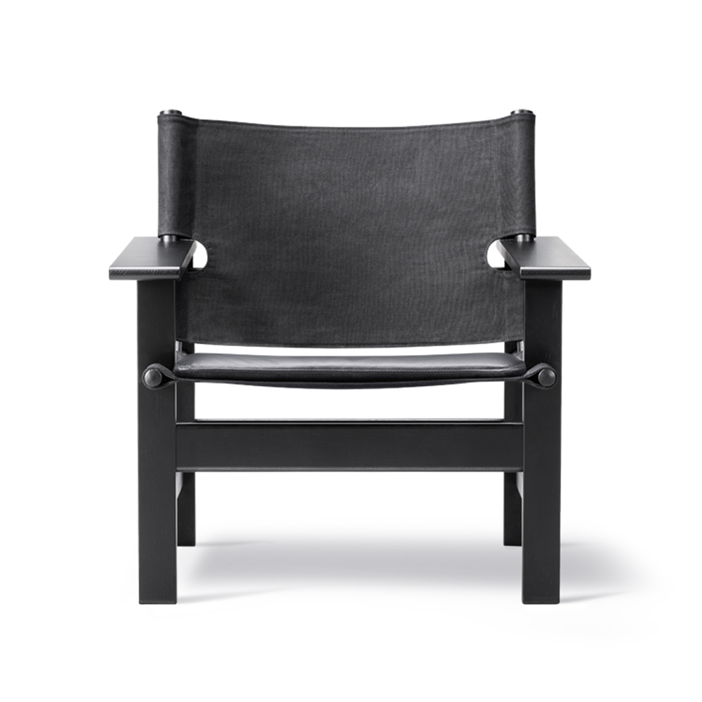The Canvas Chair fåtölj, Canvas svart-svartlackad ek, inkl. svart läder dyna
