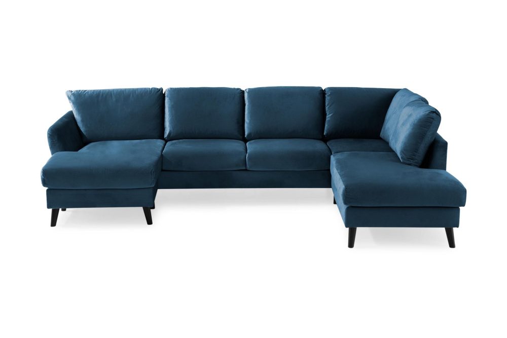 Trend 4-sits Högervänd U-formad Soffa med Divan och Schäslong i Sammet