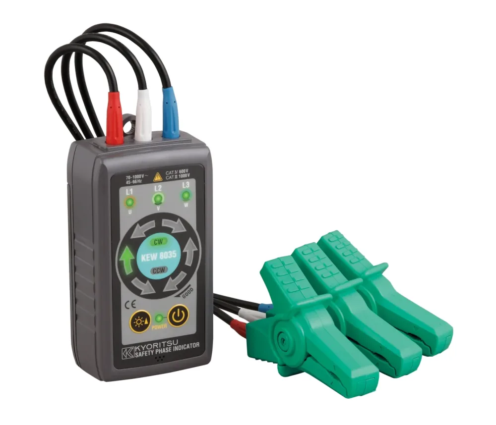 Kyoritsu K8035 Fasföljdsprovare med 3 klämmor