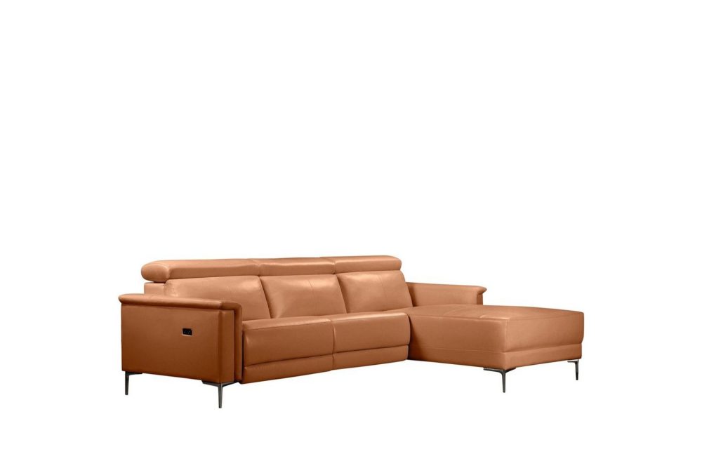 Hörnsoffa 3-sits Lund Cognac, PU, Höger elektrisk vilstol