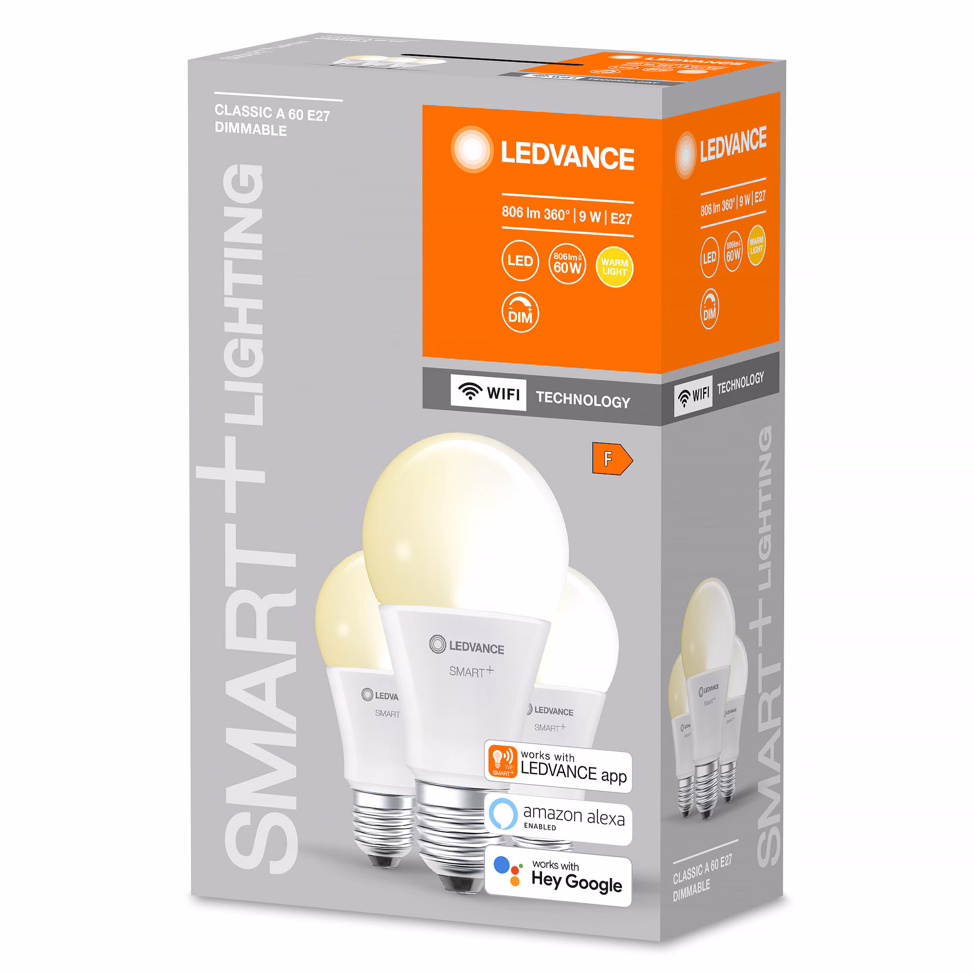 Kjøp LED-lampe smart Wi Fi, dimbar, E27, 9 W, 3-pakning
