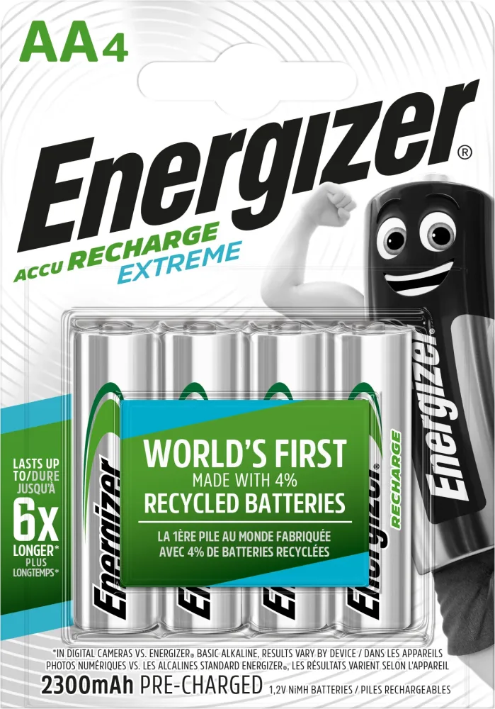 Energizer Recharge Extreme Batteri laddningsbart, AA, 1,2 V, 4-pack