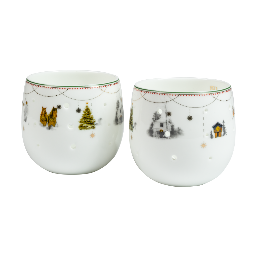 Julemorgen Story ljuslyktor 2-pack, Vit