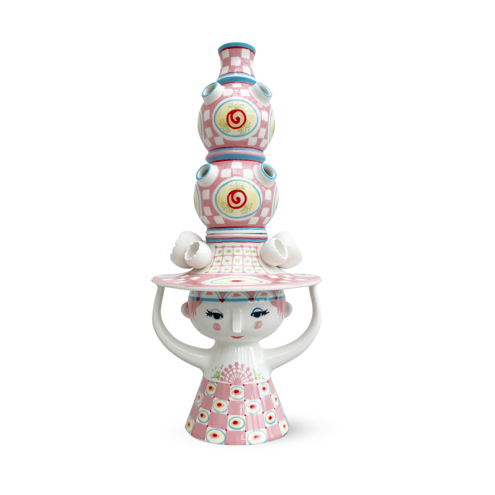 Lady with hat vas 50 cm, Rosa