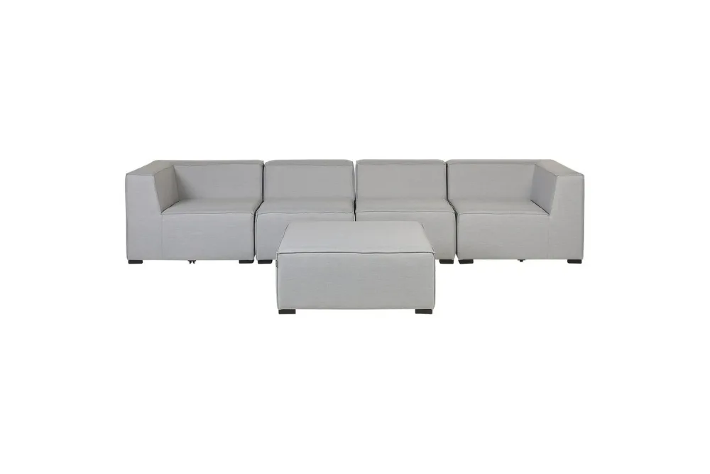 Soffa med fotpall Arezzo Ljusgrå/svart