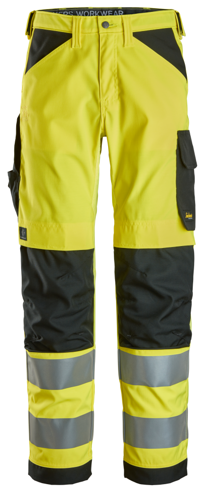 ARBETSBYXA SNICKERS WORKWEAR HV KL2 GUL/SVART, STL 44