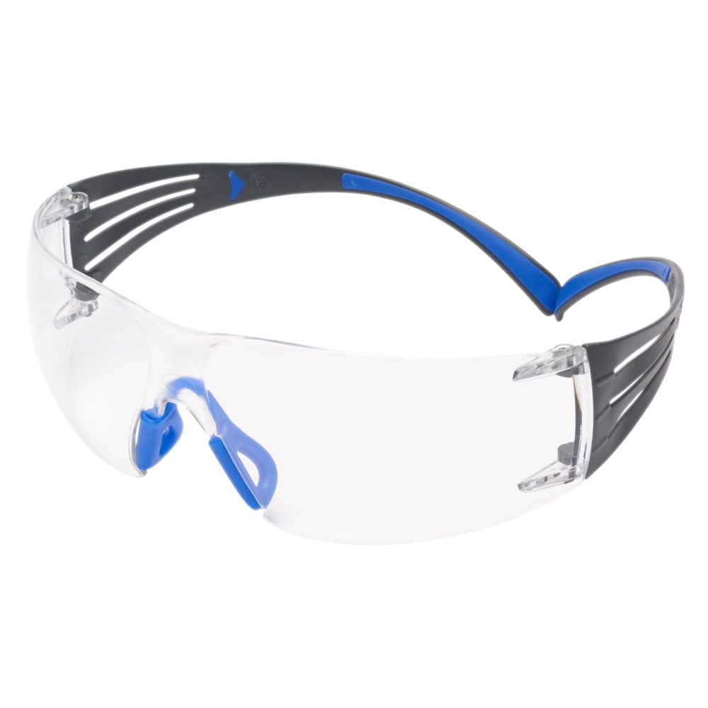 Kjøp 3M Skyddsglasögon SecureFit 400, klar lins med reptålig anti-fog-beläggning, blå/grå båge, SF401SGAF-BLU-EU
