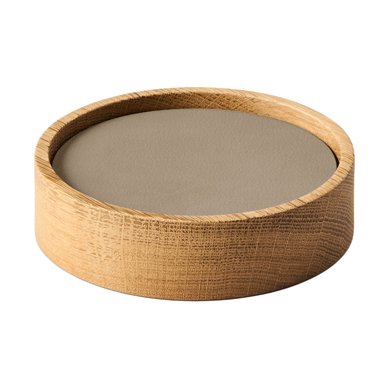 Wood Box glasunderlägg set, Nature-oak, circle, S, Nupo clay brown, 9 delar