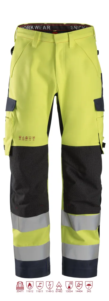 Snickers Workwear 6563 ProtecWork Skalbyxa varsel, gul/marinblå 158