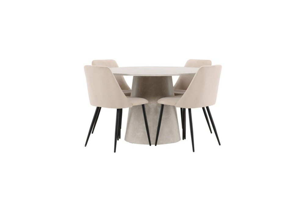 Matgrupp Lanzo Runt 120 cm med 4st Night Stolar Beige