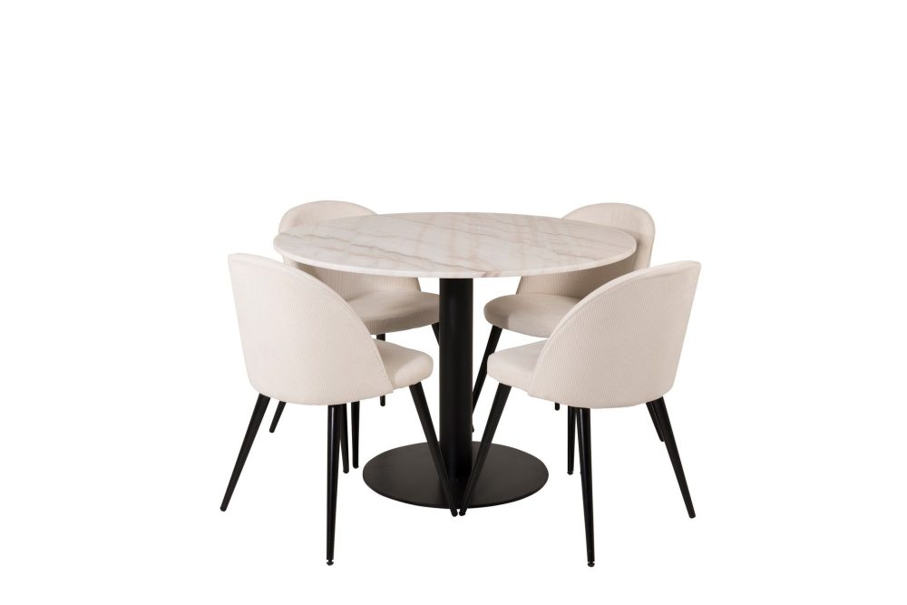 Estelle Matgrupp 106 cm Rund med 4 Velvet stolar