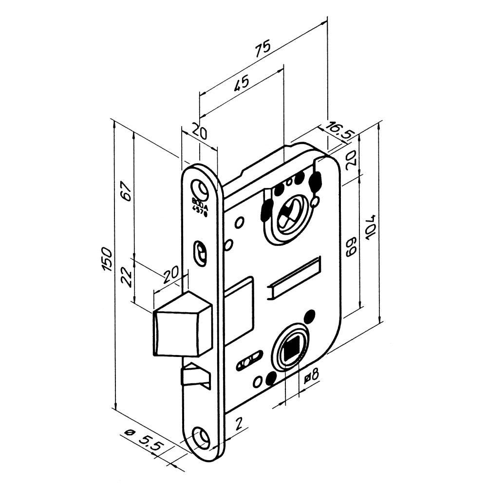 LÅSHUS 4570 ABLOY CH VÄNSTER