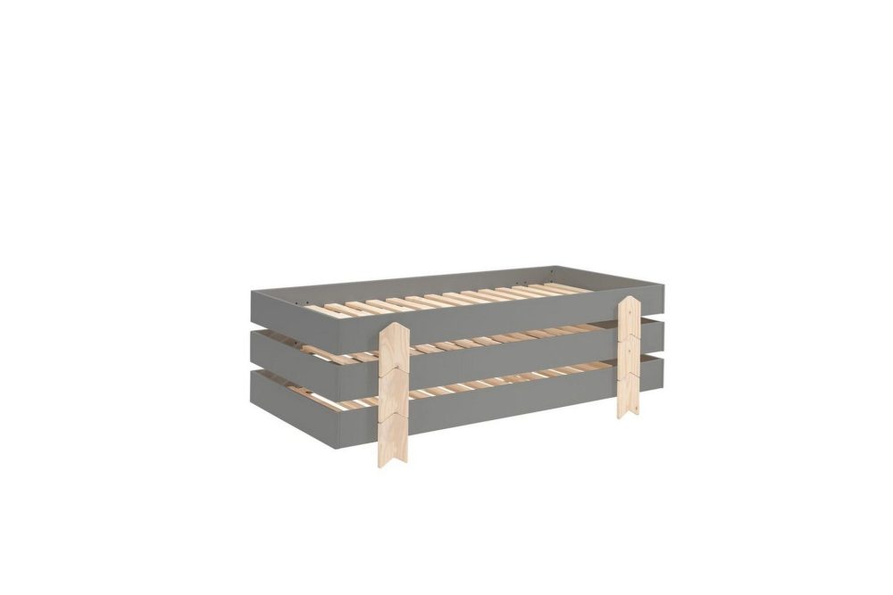 Säng Modulo med pilarfötter Grå, 3