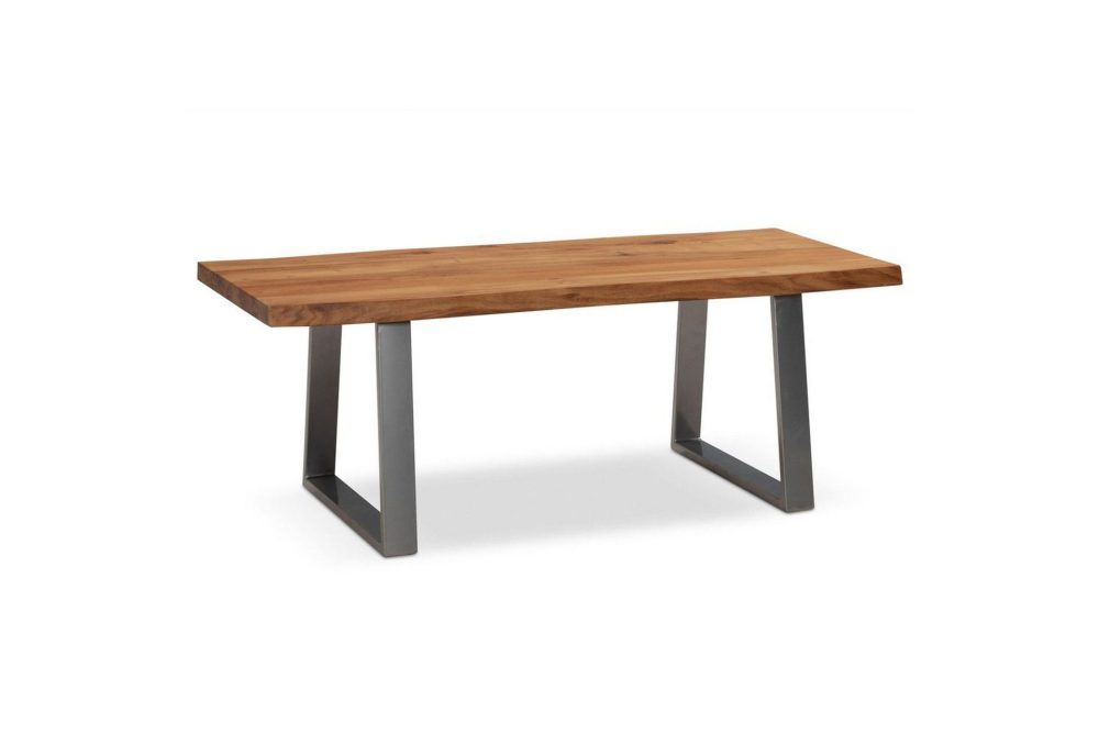 Soffbord Wohnling 120 cm massivt trä träd kant rektangulärt lantligt hus Silver, Raka Löpare